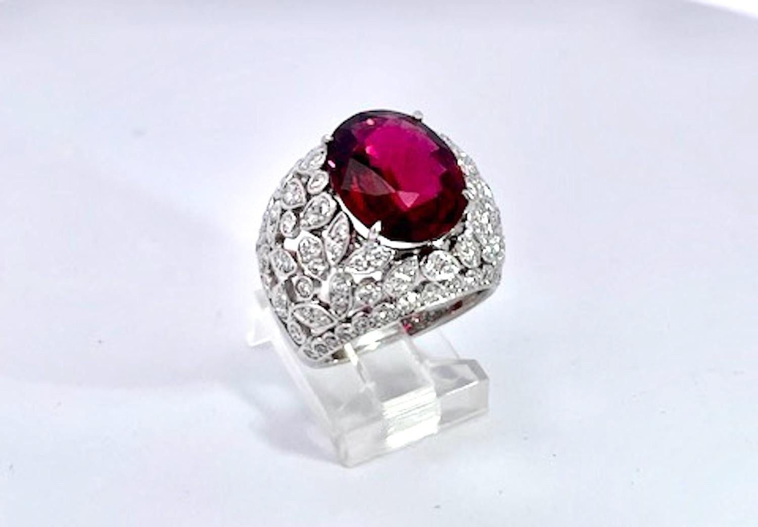 Grande bague tourmaline diamant 18K Unisexe en vente
