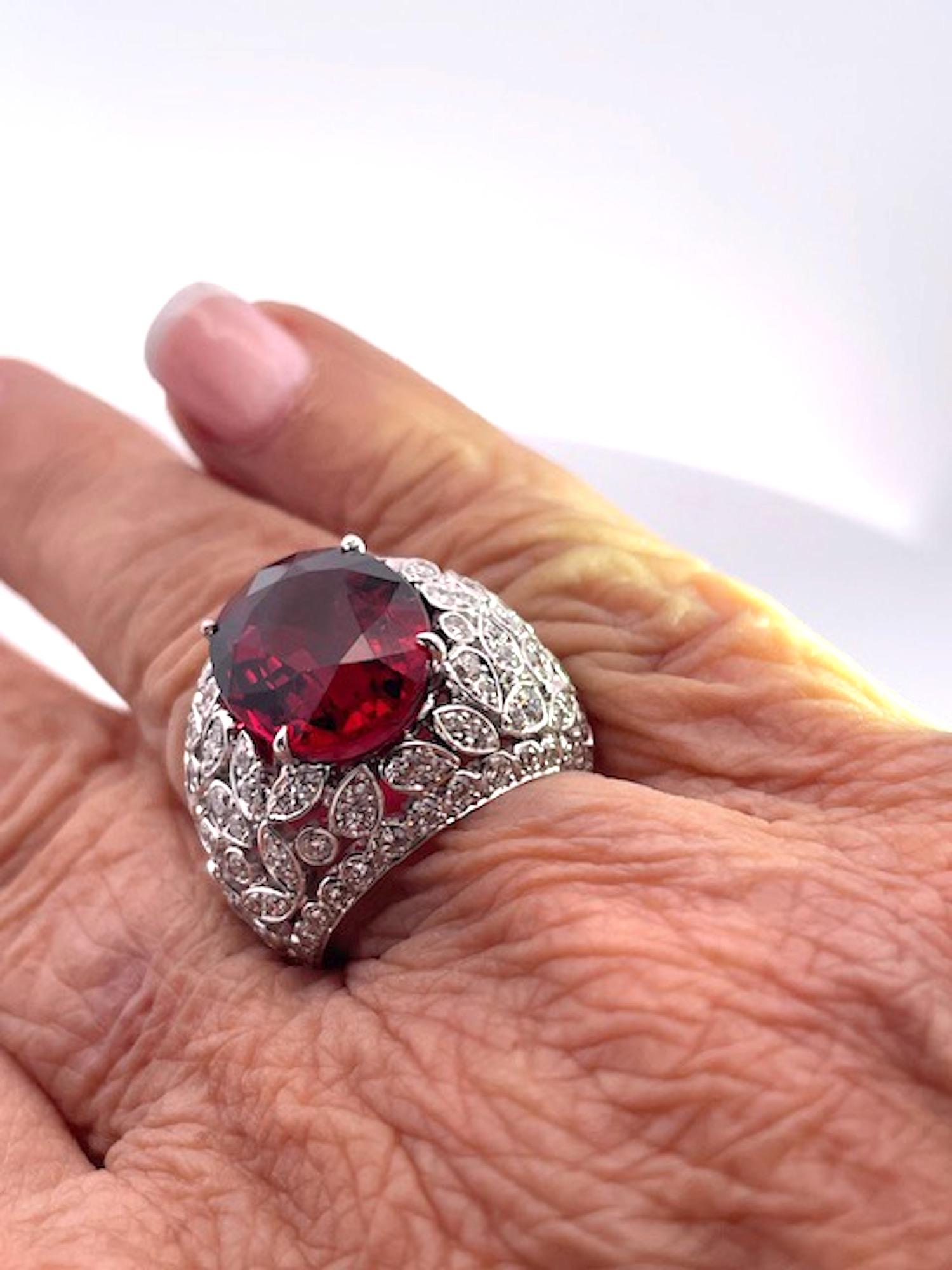 Grande bague tourmaline diamant 18K en vente 4
