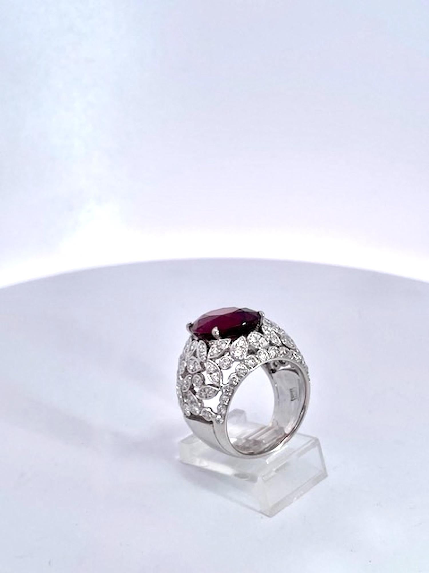 Grande bague tourmaline diamant 18K en vente 5