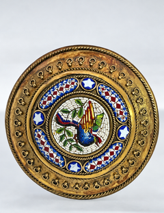 Victorian Micromosaic Brooch, Brass or 9K Gold, Italy, Circa 1890