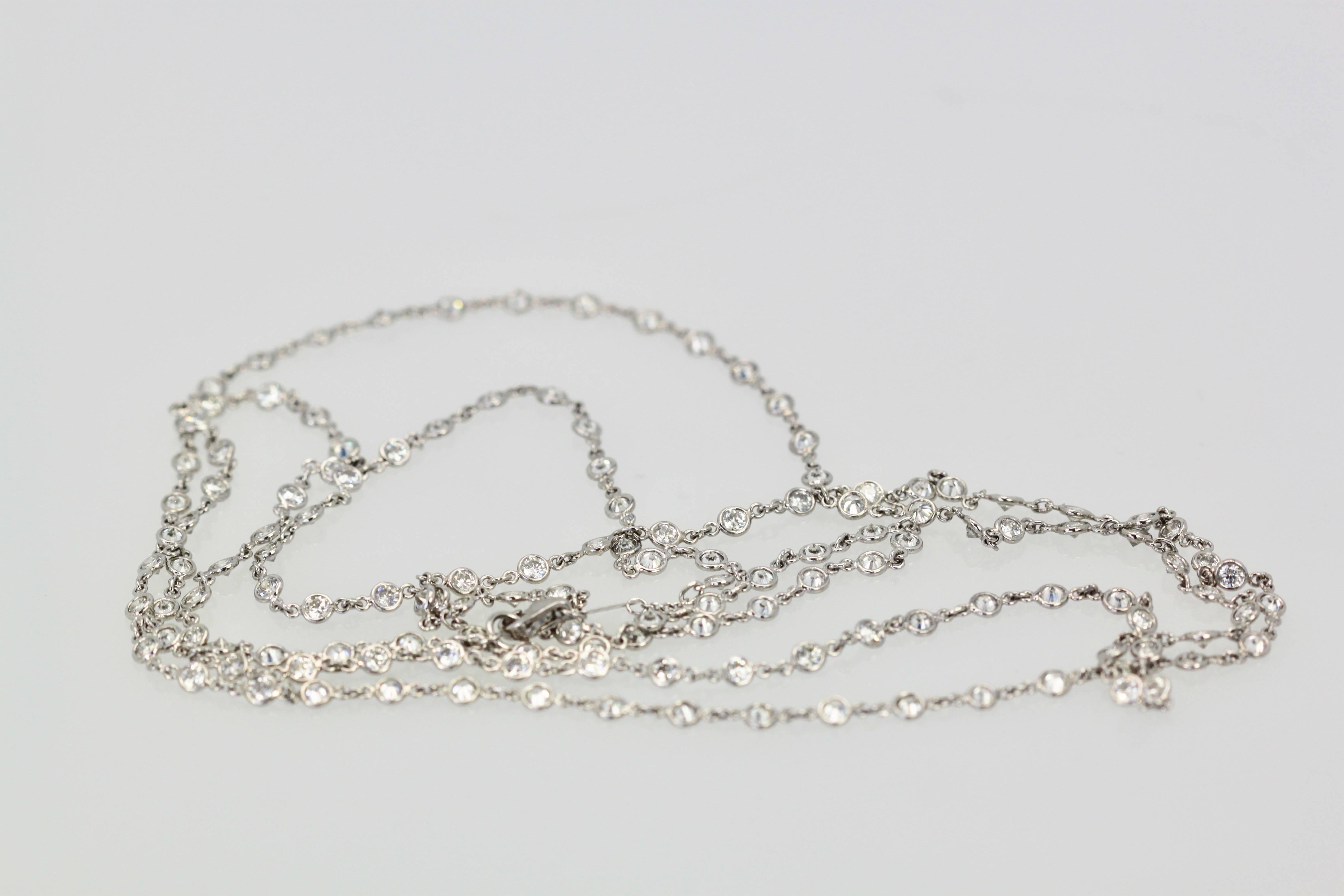 Diamond Platinum Diamond Long Chain 7 Carats Color F Clarity VS  In New Condition For Sale In North Hollywood, CA