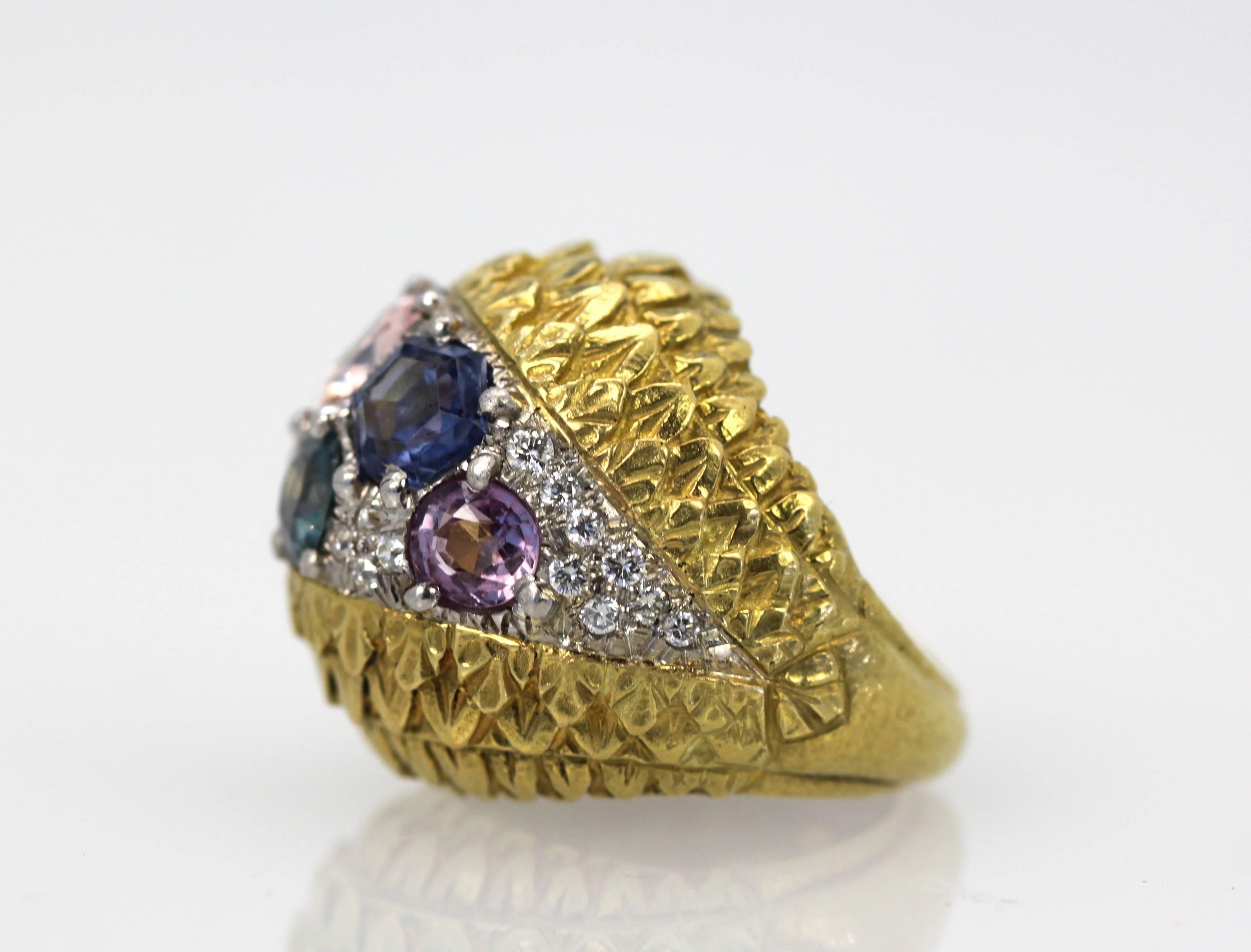 Love David Webb, I just can't get enough of his jewelry. It is always remarkable with the finest workmanship and the very best grade of Gemstones and Diamonds always the very best. This ring comes from an auction house in London, England. The body