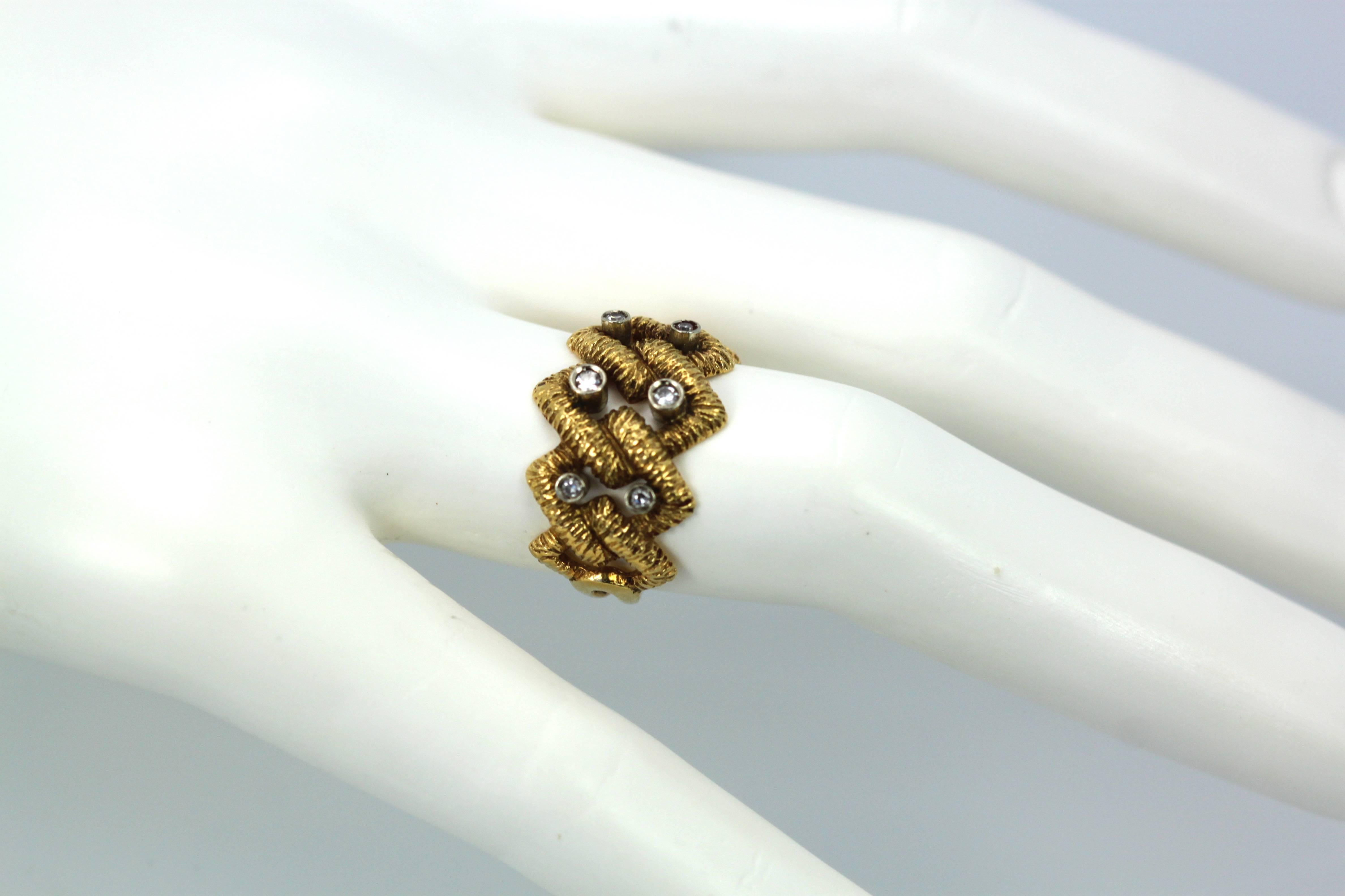 Buccellati Textured Braided Ring 18 Karat Diamonds In Good Condition In North Hollywood, CA