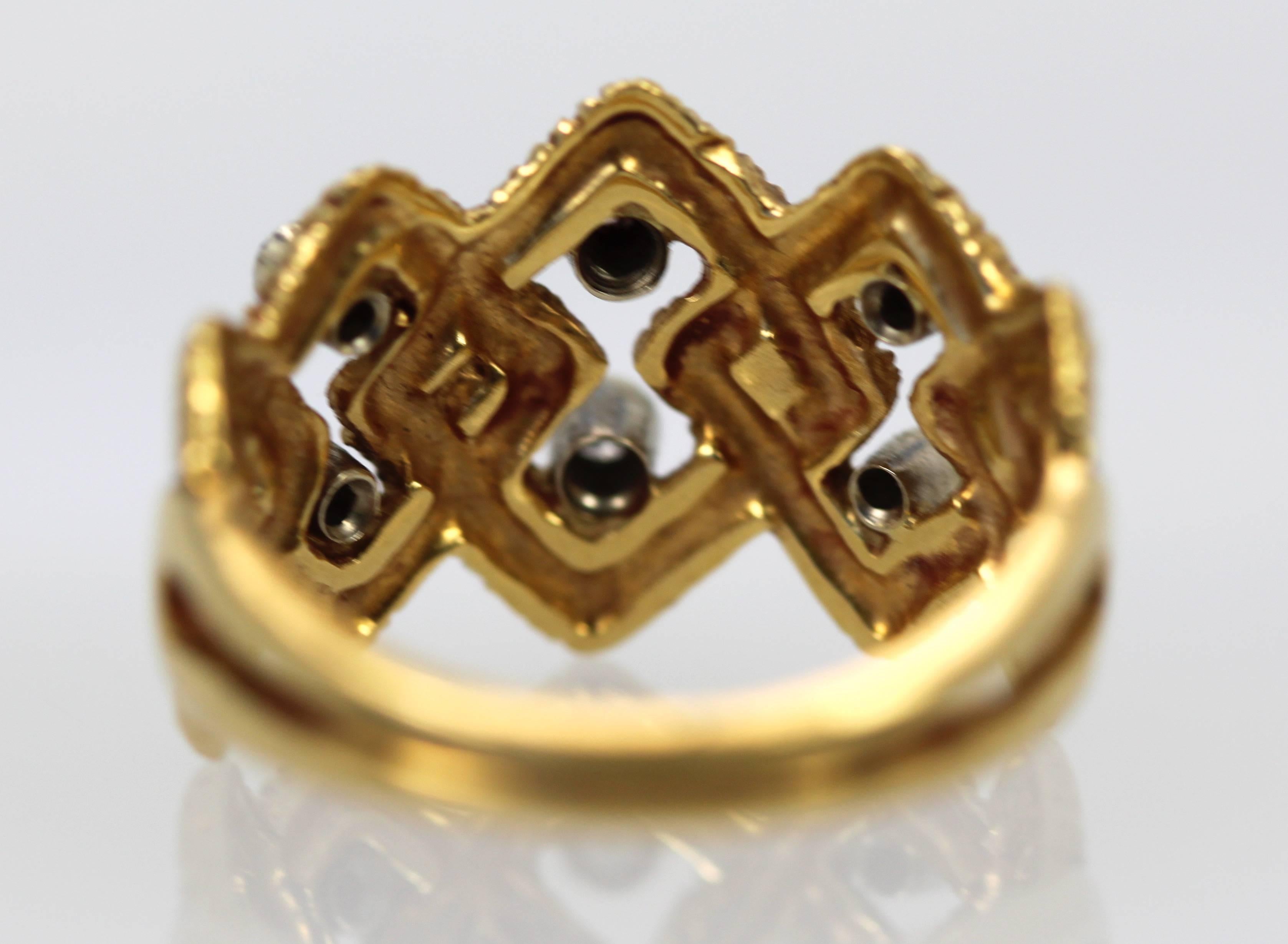 Women's or Men's Buccellati Textured Braided Ring 18 Karat Diamonds