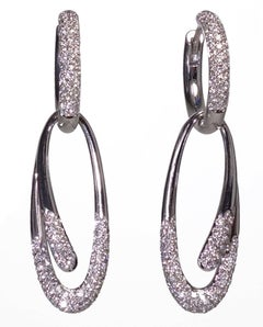 18 Karat White Gold Diamond Earrings with Detachable Drop