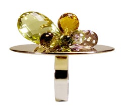 18 Karat Gold Cocktail Ring with Multi-Color Stones