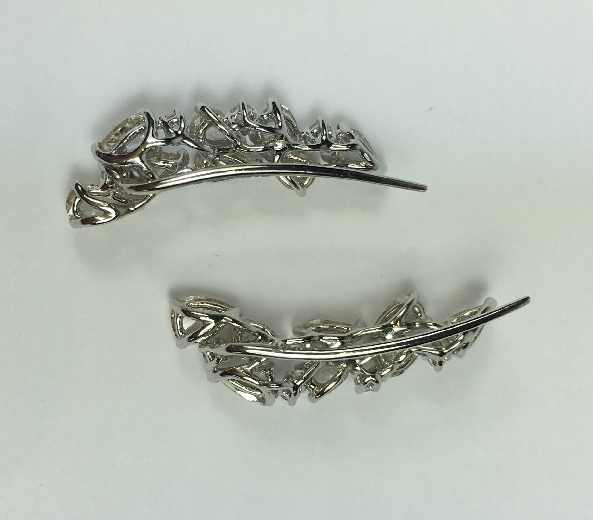 Women's or Men's Manpriya B 18 Karat White Gold Rose Cut Diamond Climbers Earrings For Sale