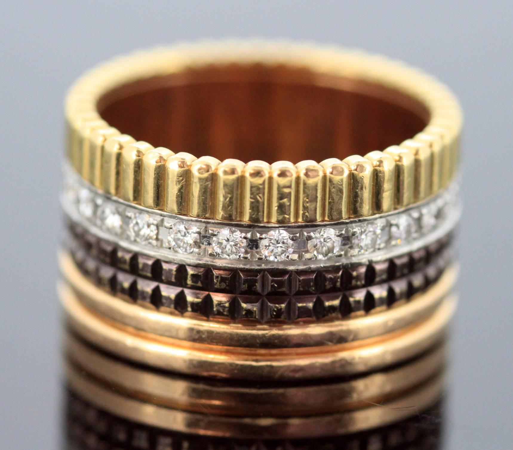 Women's or Men's Boucheron Quatre Yellow Gold Diamond Band Ring