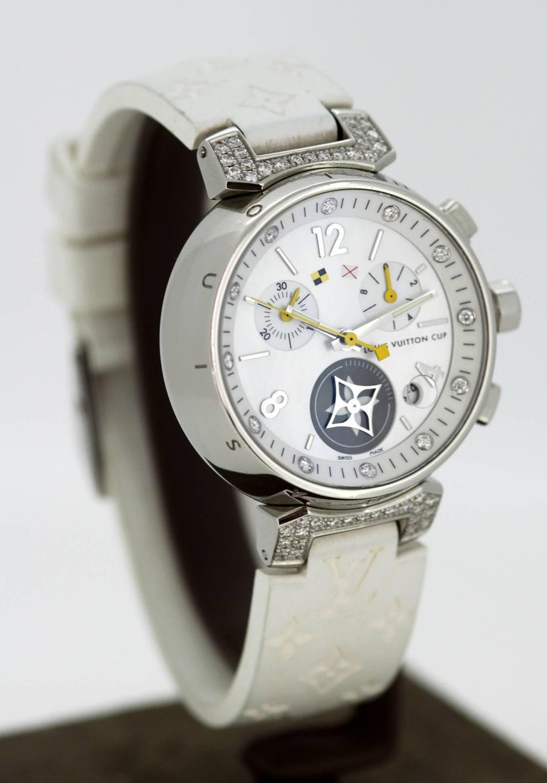 Louis Vuitton Tambour Diamond Ladies Wristwatch &#39;0.56 Carat Total&#39; For Sale at 1stdibs