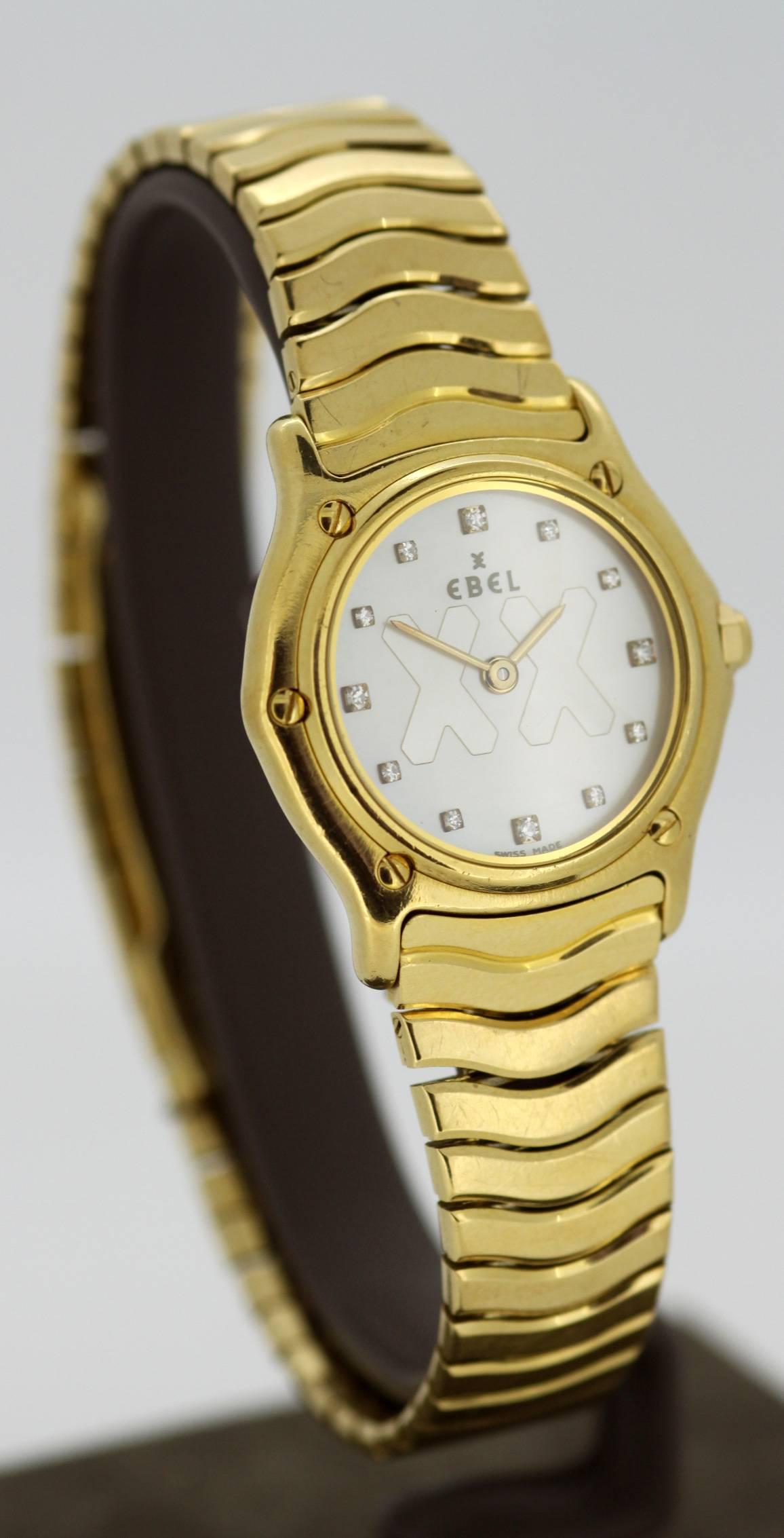 Ebel-Sport Classique Full 18 Karat Gold Wristwatch In Excellent Condition In Braintree, GB