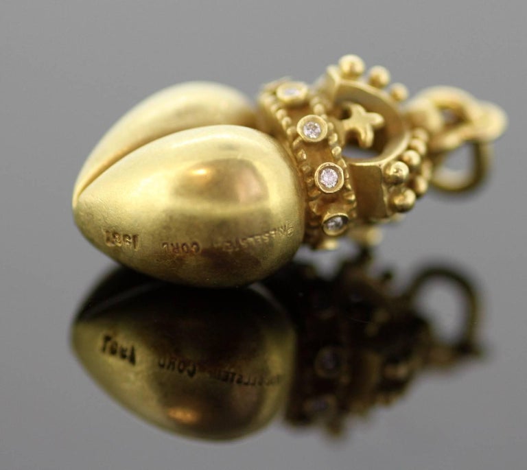 Barry Kieselstein Cord, Vintage 18 Karat Yellow Gold Pendant with Diamonds, 1987 at 1stDibs