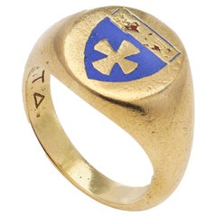 18kt. Yellow Gold Signet Ring with Coat of Arms and Delta Tau Delta Symbol