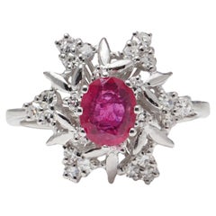 Vintage 18kt. White Gold 1.00 Ct. Ruby Cluster Ring