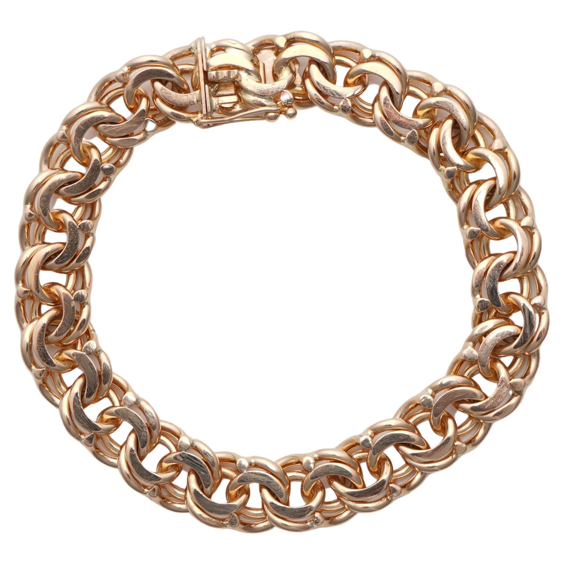 Vintage 18kt Rose Gold Bismark Link European Bracelet