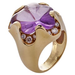 Vintage Fred of Paris 18kt. yellow gold Amethyst and diamond ring