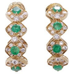 Orecchini a clip in oro 18kt con smeraldo e diamante