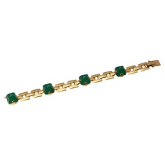 Georges L’Enfant 18kt Gold and Chrysophrase Cabochon Link Bracelet