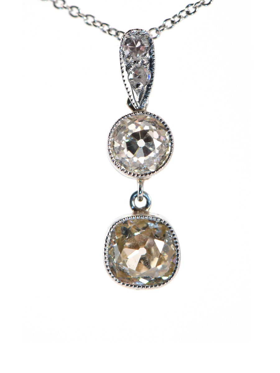 Double Diamond Platinum Pendant