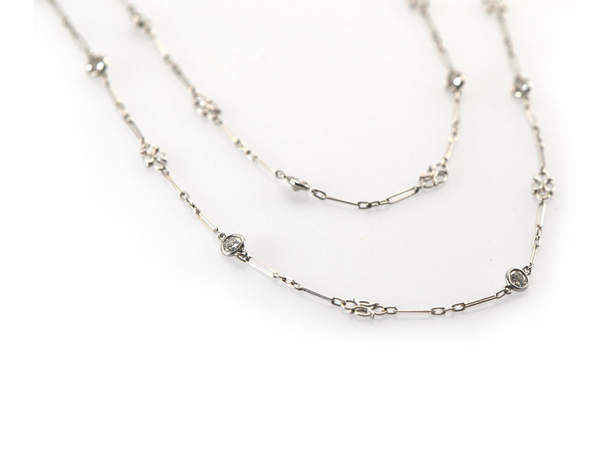 Long Diamond Platinum Necklace