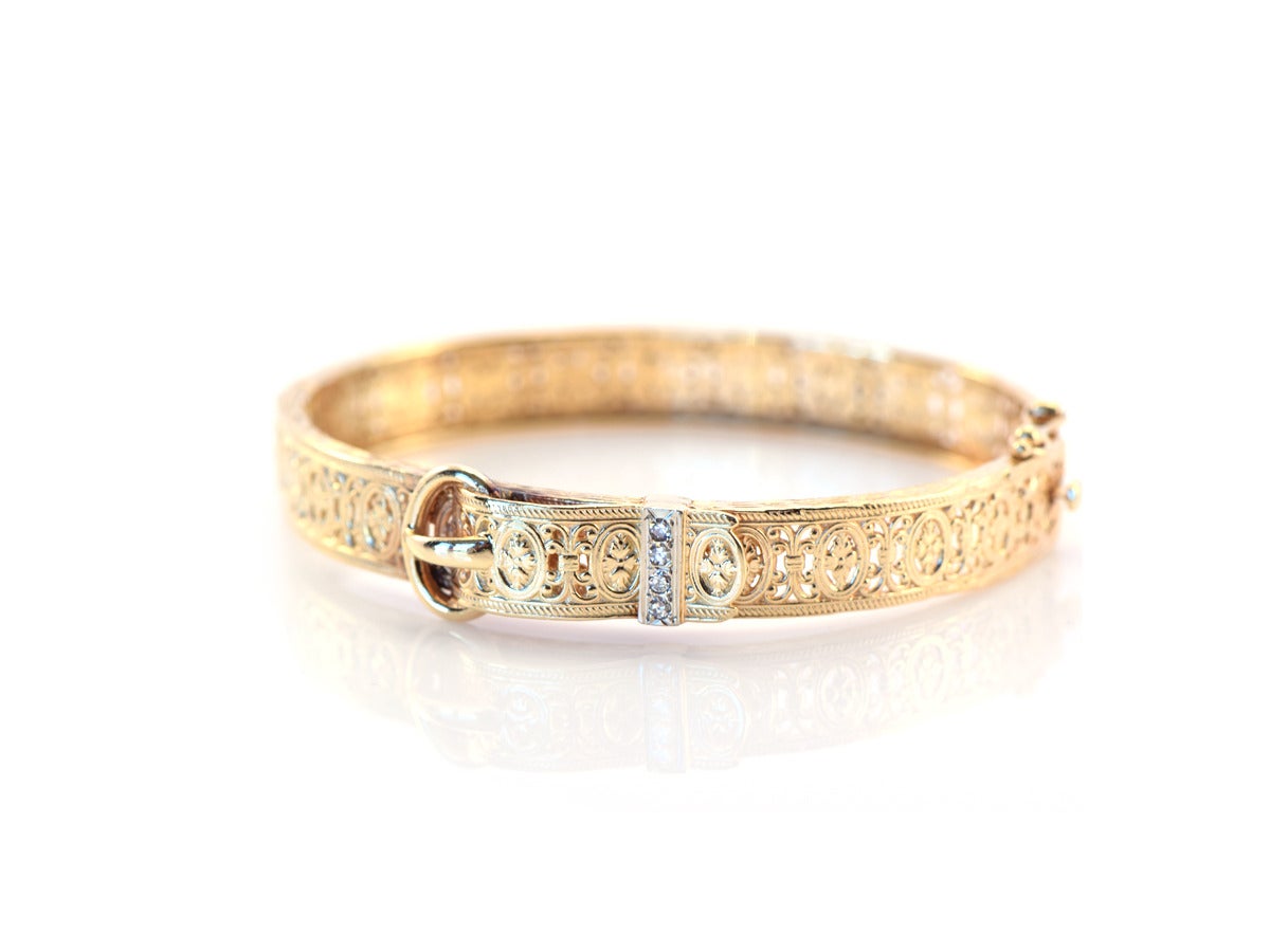 1920s Diamond Gold Buckle Cuff