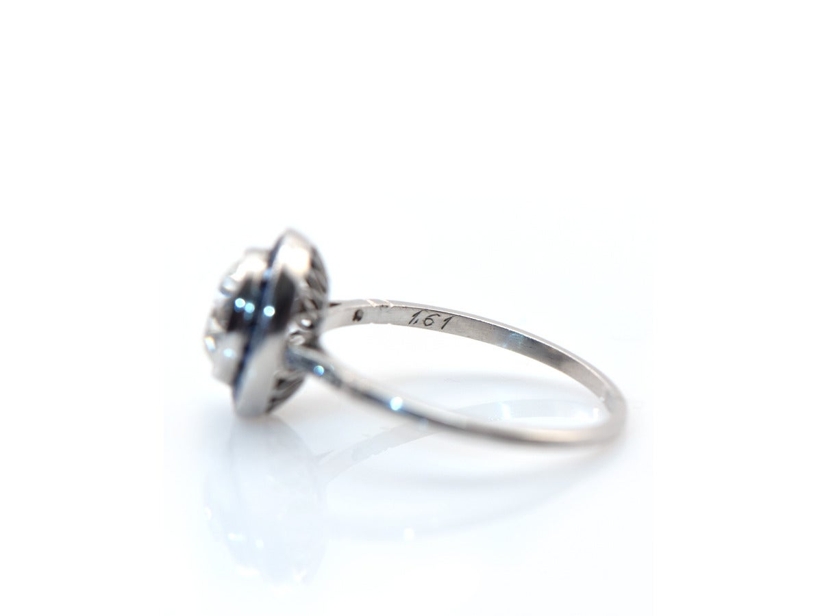 1930s Sapphire Diamond Platinum Solitaire Ring 2