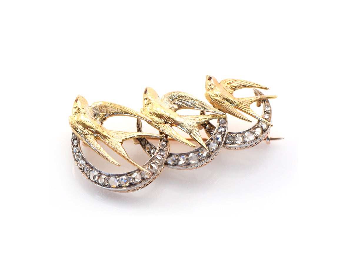 Turn of the Century Diamond Gold Bird Pin