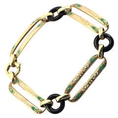 Art Deco Enamel Gold Bracelet