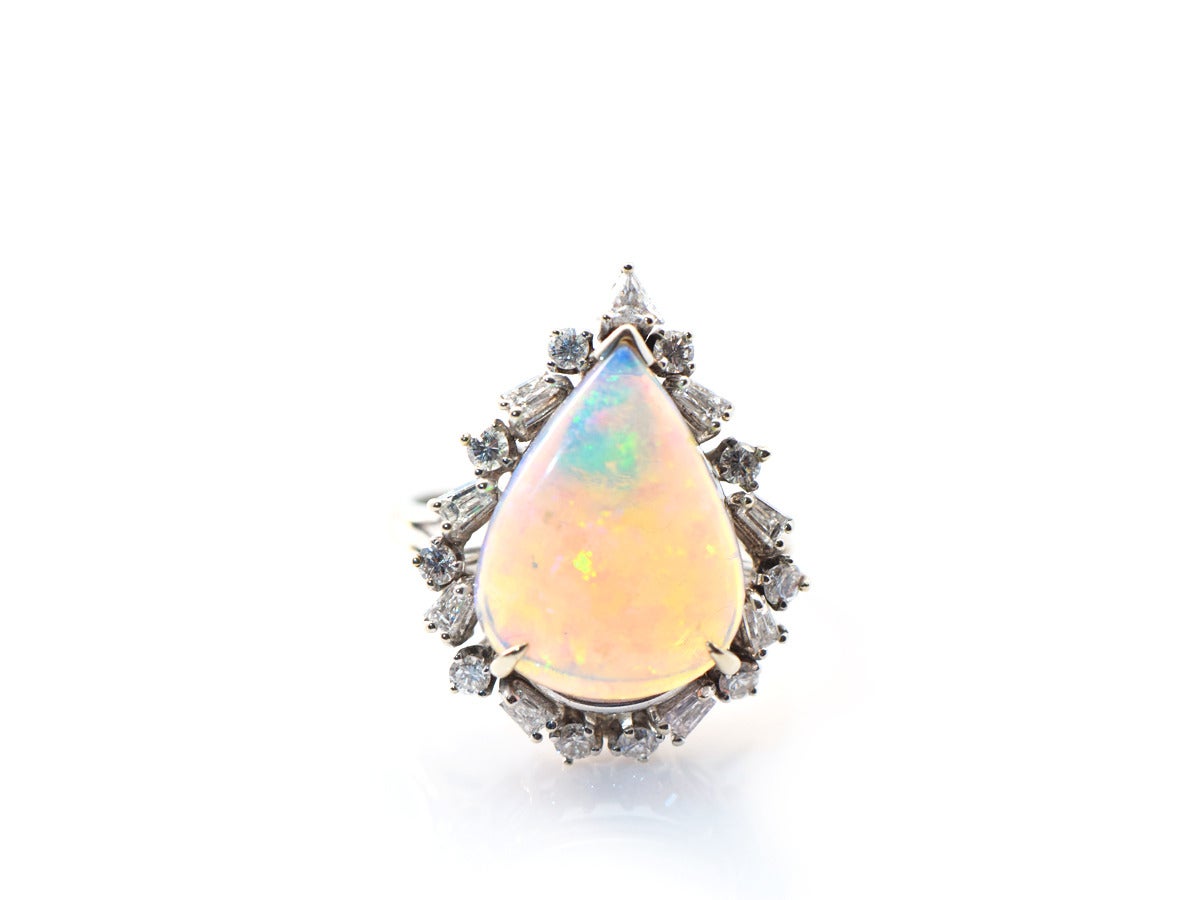 1950s Opal Diamond Gold Ring