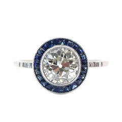 1930s Sapphire Diamond Platinum Solitaire Ring