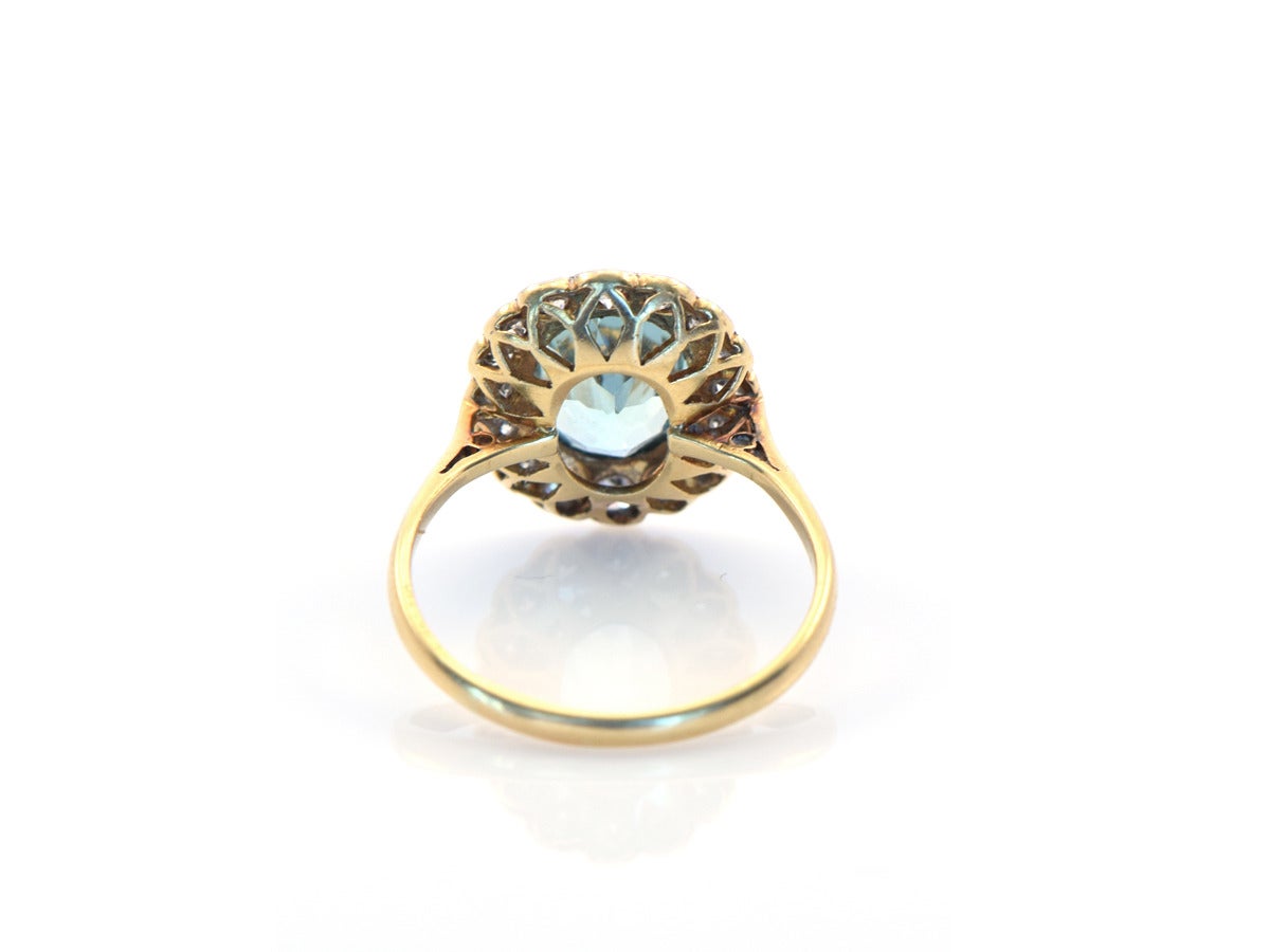 Aquamarine Gold and Diamond Ring For Sale 2