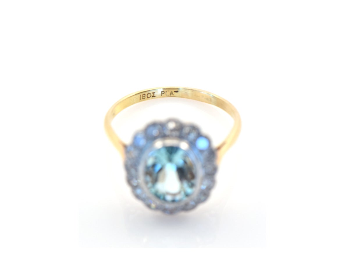 Aquamarine Gold and Diamond Ring For Sale 3