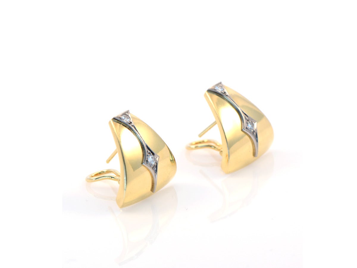 Diamond and Gold Earring Clips In Excellent Condition In San Francisco, CA