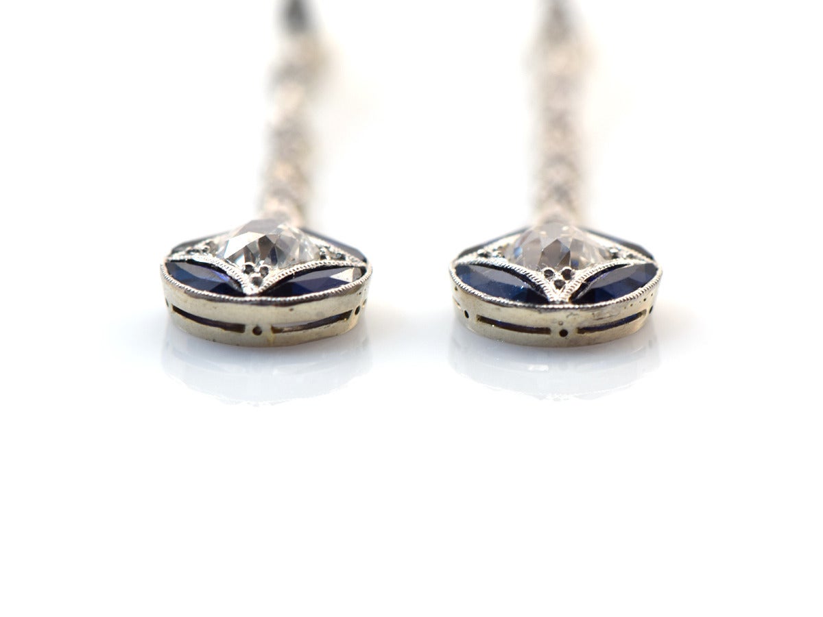 Long Sapphire and Diamond Earrings 1