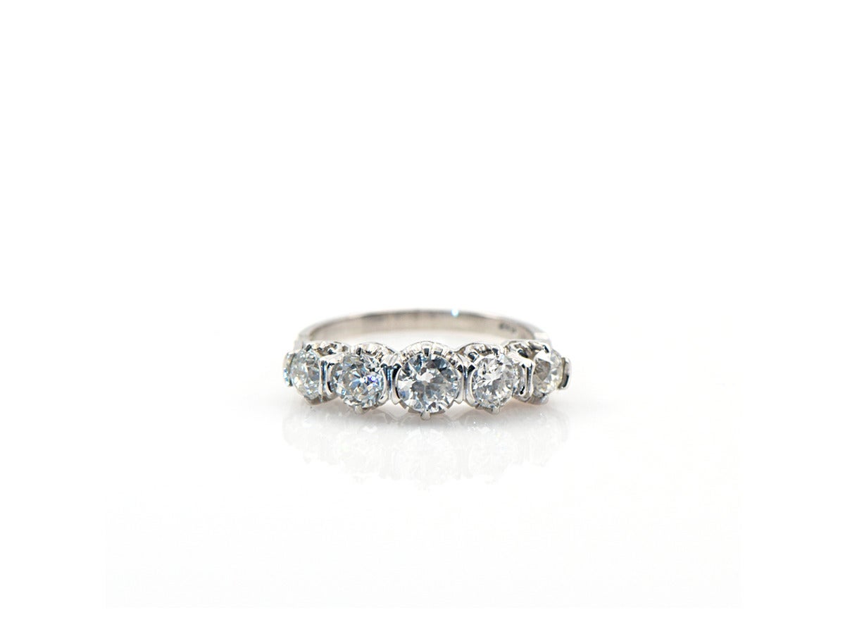 1920s Diamond Platinum Five Stone Ring