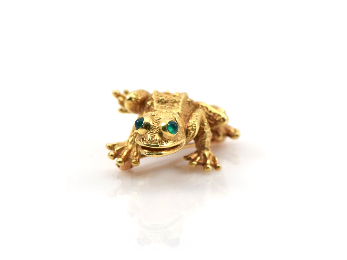 Emerald Gold Frog Brooch 1