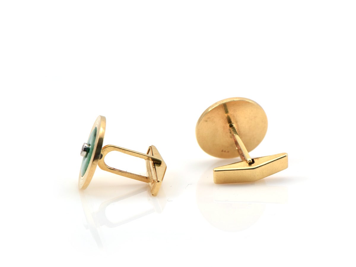 Jade and Gold Cufflinks For Sale 1