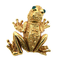 Emerald Gold Frog Brooch