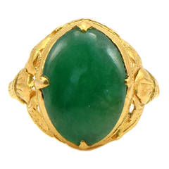 Oval Cabochon Jade Gold Ring