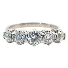Antique 1920s Diamond Platinum Five Stone Ring