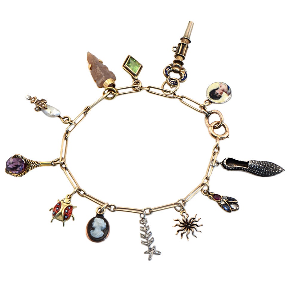 Mixed Period Charm Bracelet For Sale