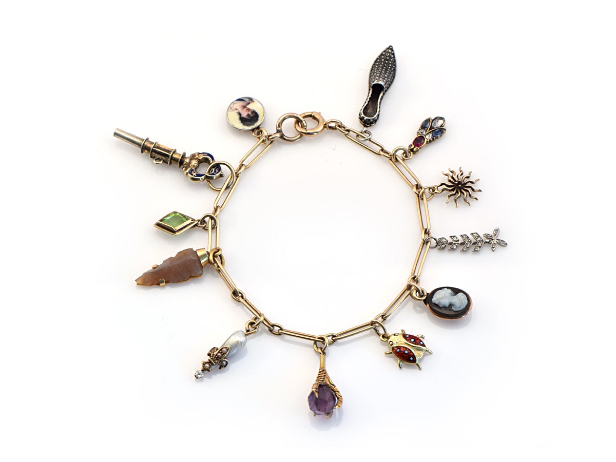 Women's Mixed Period Charm Bracelet For Sale