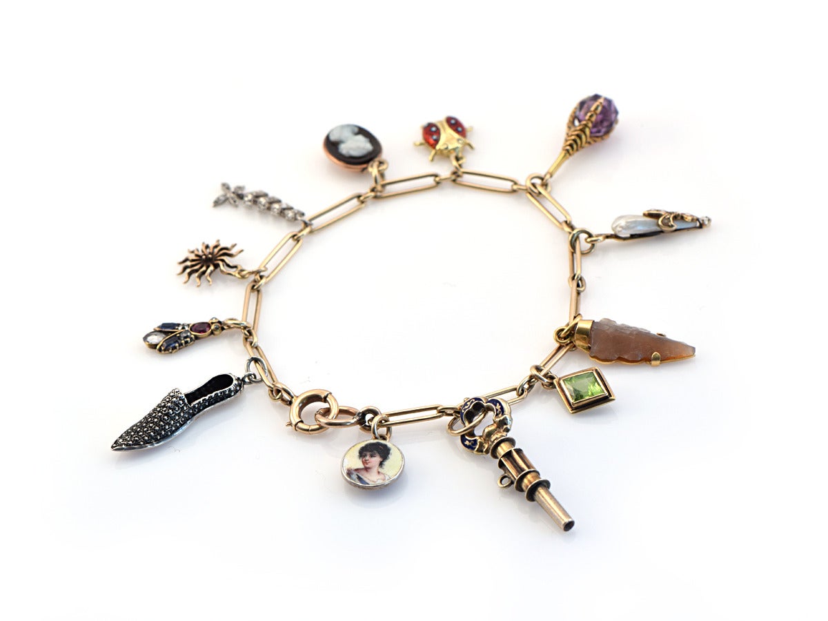Mixed Period Charm Bracelet In Excellent Condition For Sale In San Francisco, CA