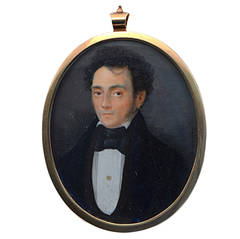 Antique 1840s Enamel Gold Miniature Portrait