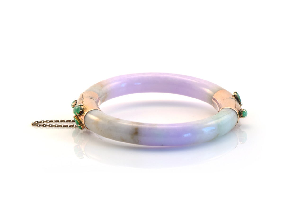 Women's 1930s Purple Jade and Gold Bangle Bracelet