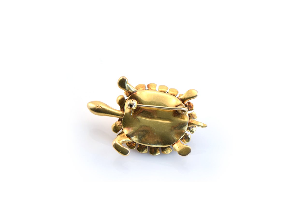 1960s Ruby Gold Turtle Pin 1