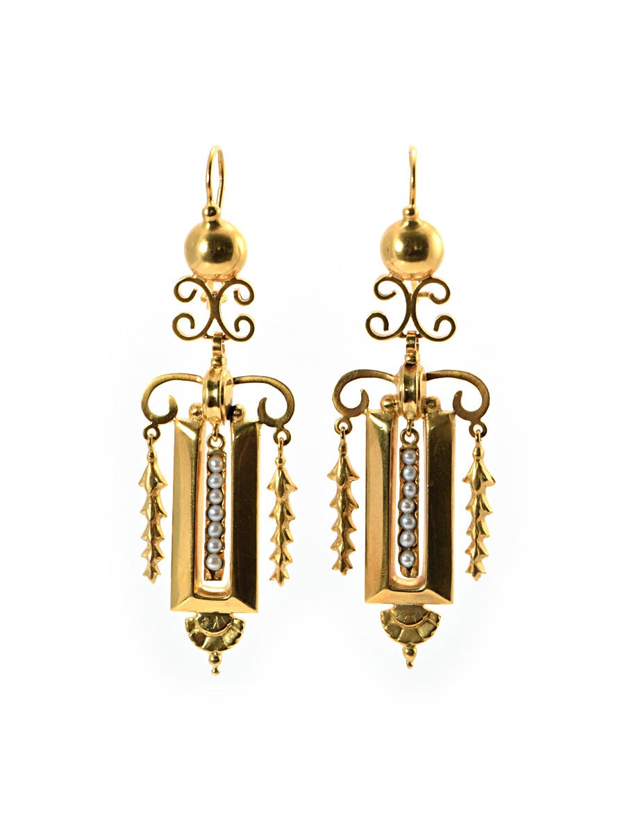 1880s Victorian and Pearl Earrings