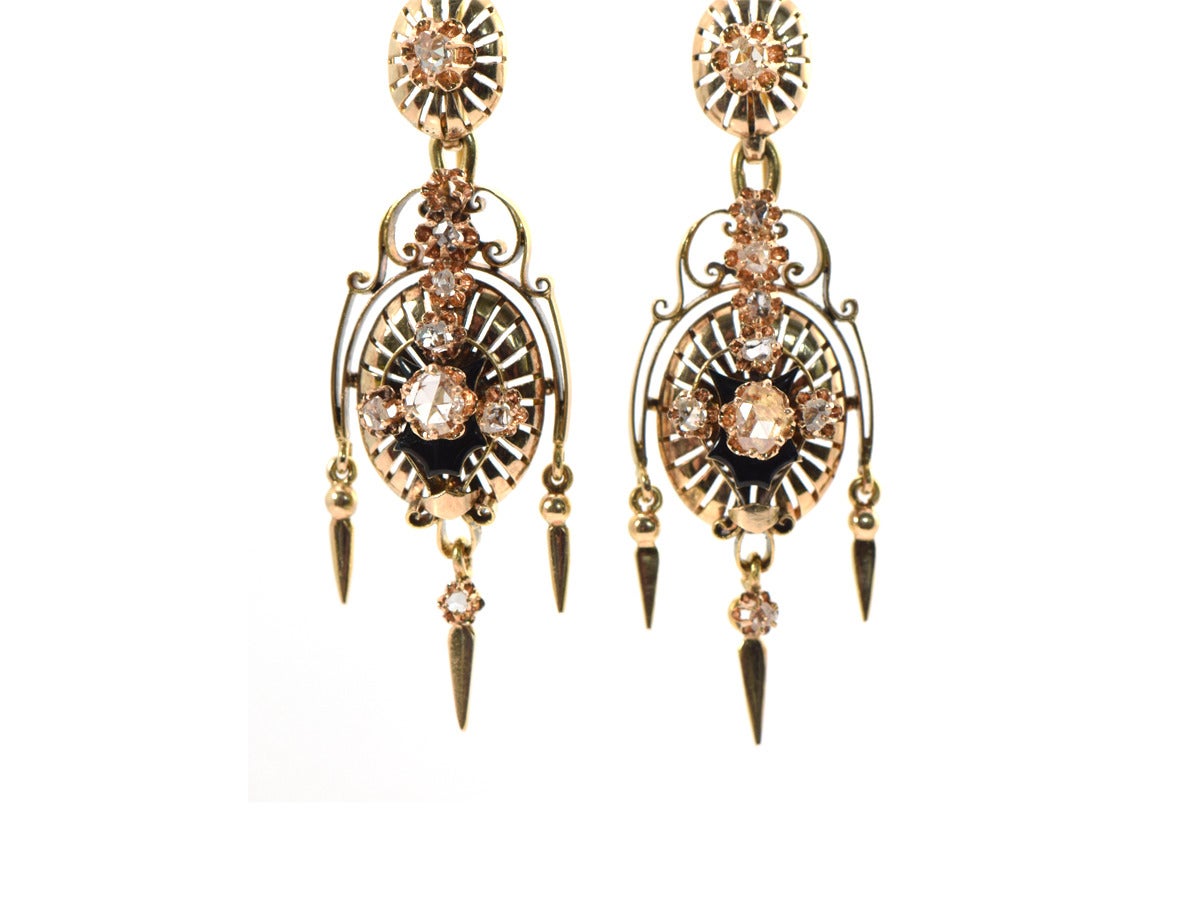 1840s Victorian Rosecut Diamond Earrings 2