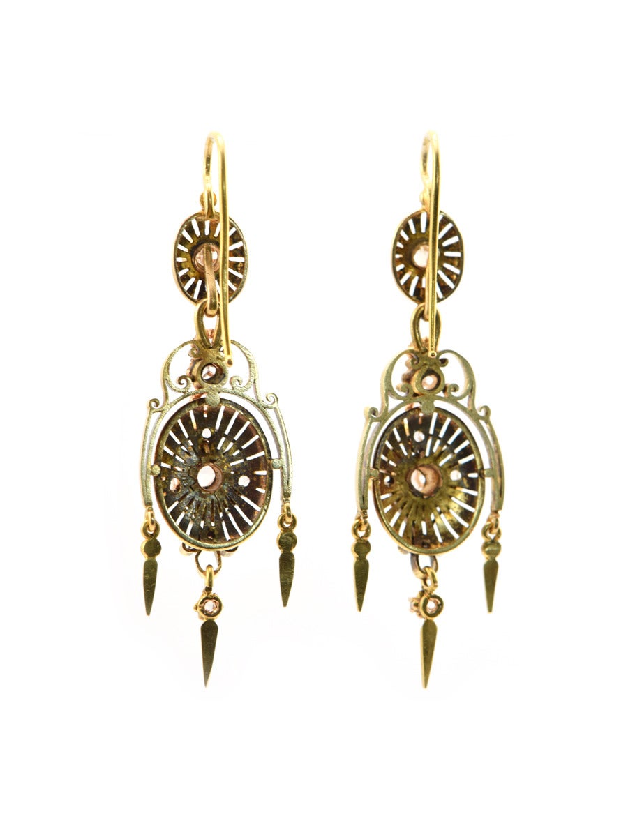 1840s Victorian Rosecut Diamond Earrings 3