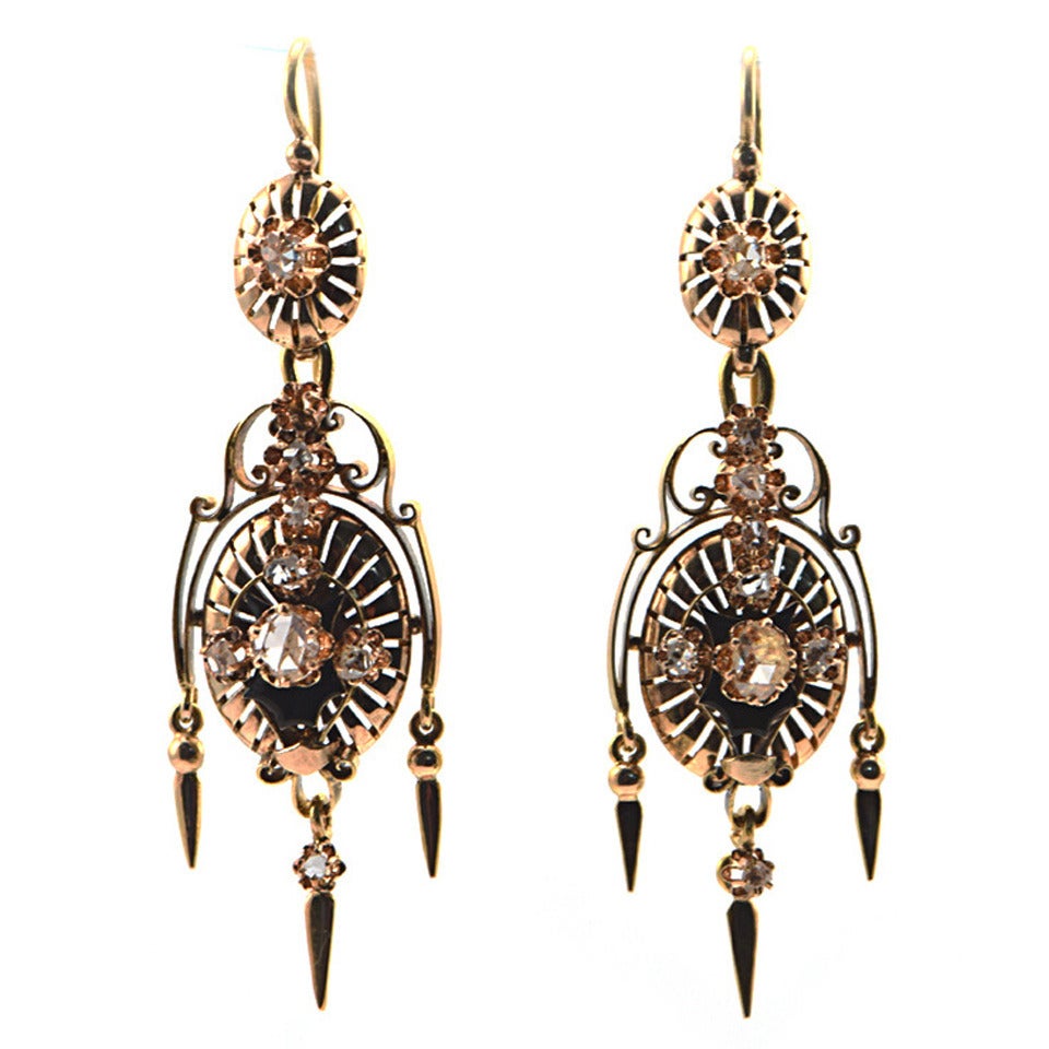 1840s Victorian Rosecut Diamond Earrings