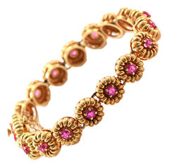 1950s Tiffany and Co. Ruby Gold Link Bracelet